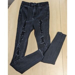 Hollister Ultra High-Rise Super Skinny Black Distressed Stretch Jeans Size 1R